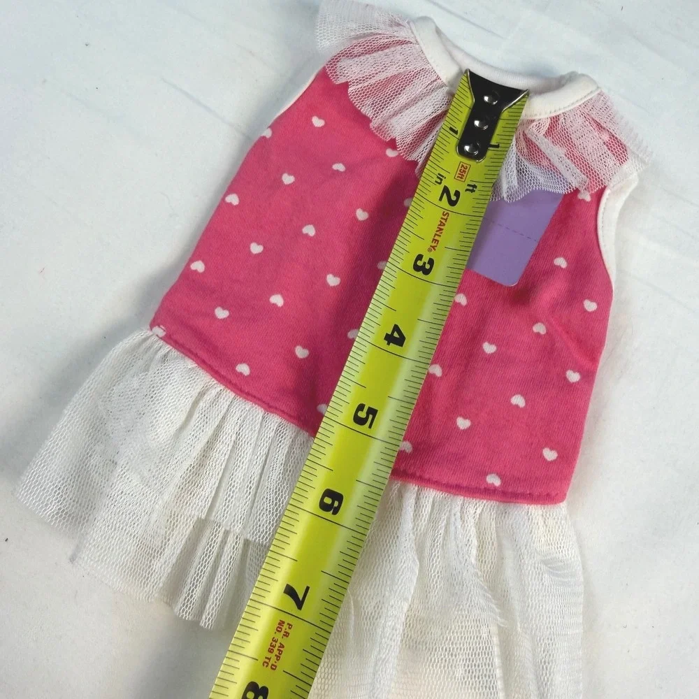 Boutique Pet Dress XS Pink White Heart Tutu Ruffle Sleeveless Dog Cat NWT